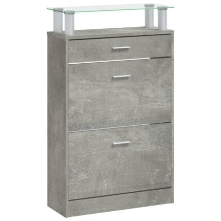 Armoire à chaussures range chaussures rangement meuble entrée couloir salon 63 x 24 x 104 cm bois d'ingénierie gris 02_0021841