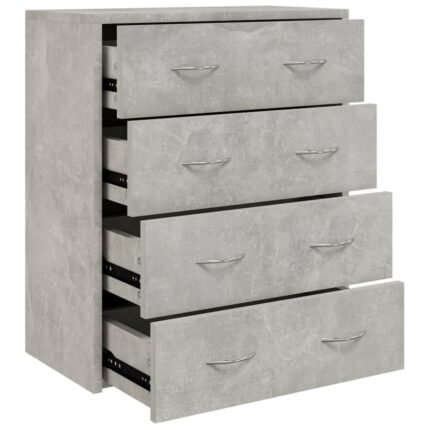 Buffet bahut commode armoire meuble de rangement organisateur cuisine salle de séjour salon avec 4 tiroirs 60 x 30,5 x 71 cm béton gris 02_0029753