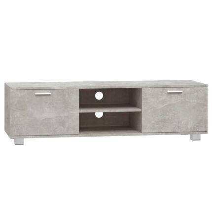 Meuble TV multimédia étagère télévision buffet téléviseur salle à manger salon chambre 140 x 40,5 x 35 cm bois d'ingénierie gris 02_0025942