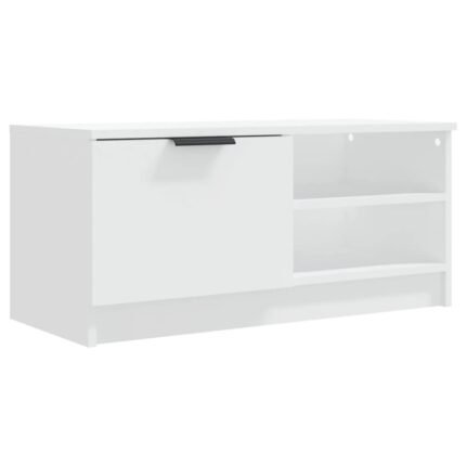 Meuble TV multimédia étagère télévision buffet téléviseur salle à manger salon chambre 80 x 35 x 36,5 cm bois d'ingénierie blanc 02_0026267