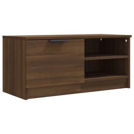 Meuble TV multimédia étagère télévision buffet téléviseur salle à manger salon chambre chêne 80 x 35 x 36,5 cm bois d'ingénierie brun 02_0027226