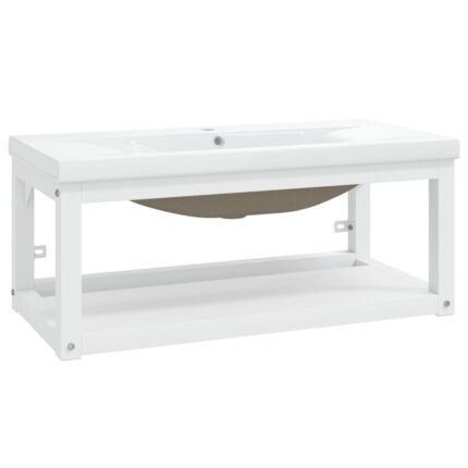 Cadre de lavabo de salle de bain vasque à encastrer 79 x 38 x 31 cm blanc fer 02_0006775