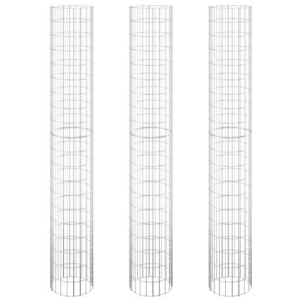 Lit surélevé à gabion circulaire 3 pièces acier galvanisé Ø30 x 200cm Argent 02_0039903