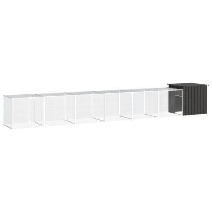 Poulailler enclos cage poules 700 x 91 x 100 cm acier galvanisé anthracite 02_0043932