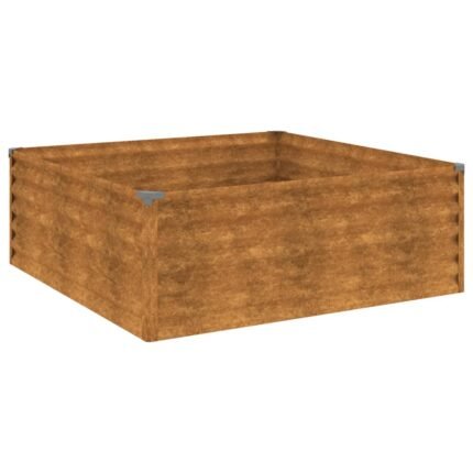Jardinière bac lit surélevé plantes fleurs terrasse jardin de jardin 100 x 100 x 36 cm acier corten marron 02_0039289