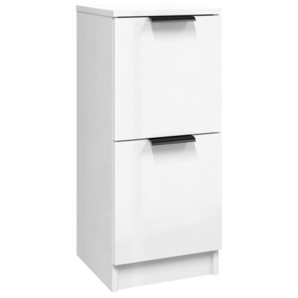 Buffet bahut commode armoire meuble de rangement organisateur cuisine salle de séjour salon brillant 30 x 30 x 70 cm bois d'ingénierie blanc 02_0030577