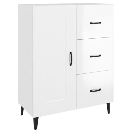 Buffet bahut commode armoire meuble de rangement organisateur cuisine salle de séjour salon brillant 69,5 x 34 x 90 cm bois d'ingénierie blanc 02_0030752