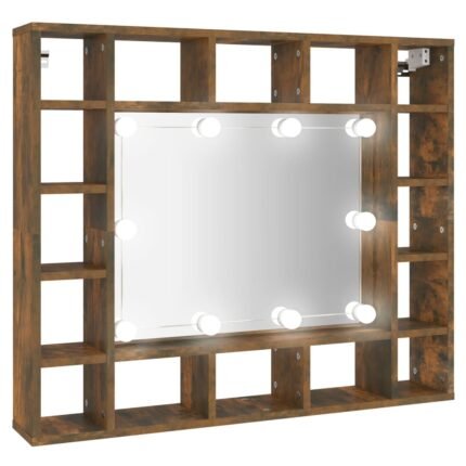 Armoire à miroir avec led 91 x 15 x 76,5 cm chêne fumé 02_0006664