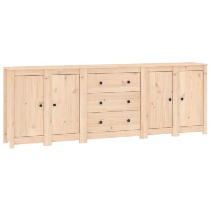 Buffet bahut commode armoire meuble de rangement organisateur cuisine salle de séjour salon 230 x 35 x 80 cm bois massif de pin marron 02_0029566