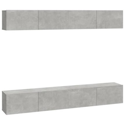 Meubles TV muraux multimédia étagère télévision buffet téléviseur salle à manger salon chambre 4 pièces 100 x 30 x 30 cm gris 02_0029053