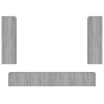 Ensemble de meubles armoire buffet TV télévision salon chambre séjour 4 pièces sonoma bois d'ingénierie gris 02_0024840