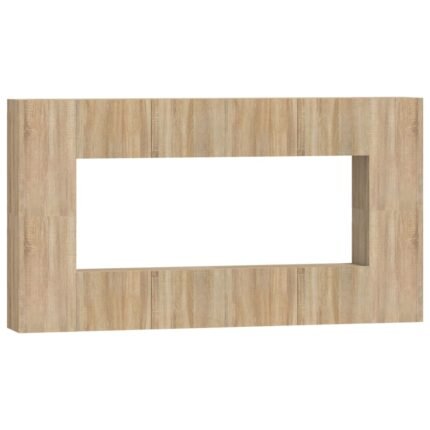 Ensemble de meubles armoire buffet TV télévision salon chambre séjour 8 pièces chêne sonoma bois d'ingénierie brun 02_0025319