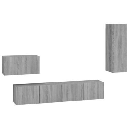 Ensemble de meubles armoire buffet TV télévision salon chambre séjour 4 pièces sonoma bois d'ingénierie gris 02_0024841
