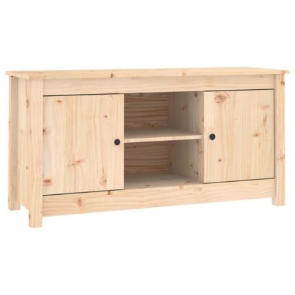 Meuble TV multimédia étagère télévision buffet téléviseur salle à manger salon chambre 103 x 36,5 x 52 cm bois de pin massif brun 02_0025626