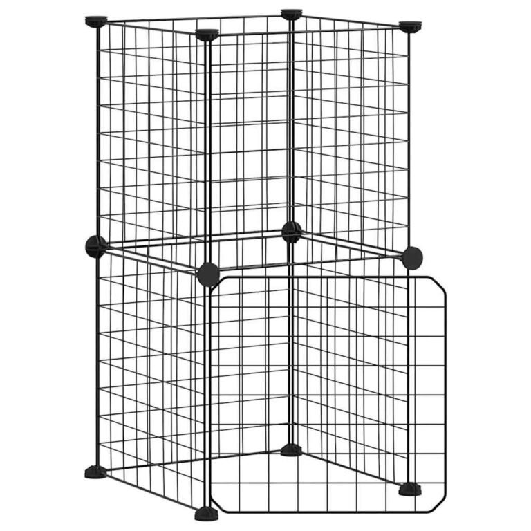 Cage animaux de compagnie à 8 panneaux et porte 35 x 35 cm noir 02_0041603
