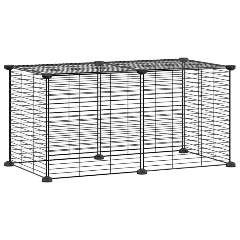 Cage animaux de compagnie à 8 panneaux 35 x 35 cm acier noir 02_0041598