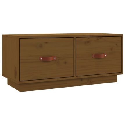 Meuble TV multimédia étagère télévision buffet téléviseur salle à manger salon chambre miel 80 x 34 x 35 cm bois de pin massif brun 02_0027720
