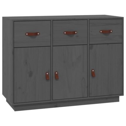Buffet bahut commode armoire meuble de rangement organisateur cuisine salle de séjour salon 100 x 40 x 75 cm bois massif de pin gris 02_0031766