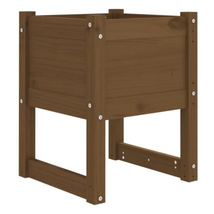 Jardinière bac lit surélevé plantes fleurs terrasse jardin 40 x 40 x 52,5 cm bois massif de pin marron 02_0037576