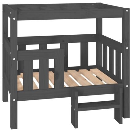 Lit pour chien panier canapé confortable 75,5 x 63,5 x 70 cm bois de pin solide gris 02_0042942