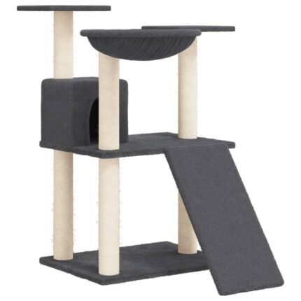 Arbre à chat meuble tour grimper jouet grattage grattoir escalade plateforme avec griffoirs en sisal foncé 83 cm gris 02_0022709
