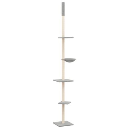 Arbre à chat meuble tour grimper jouet grattage grattoir escalade plateforme du sol au plafond clair 263,5-289,5 cm gris 02_0022756