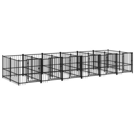 Chenil cage enclos pac animaux d'extérieur pour chiens acier 11,26 m² noir 02_0041782