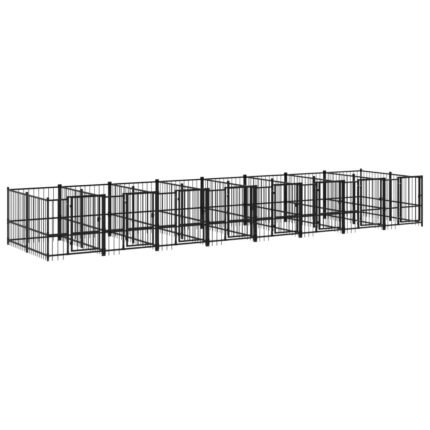 Chenil cage enclos pac animaux d'extérieur pour chiens acier 15,02 m² noir 02_0041797