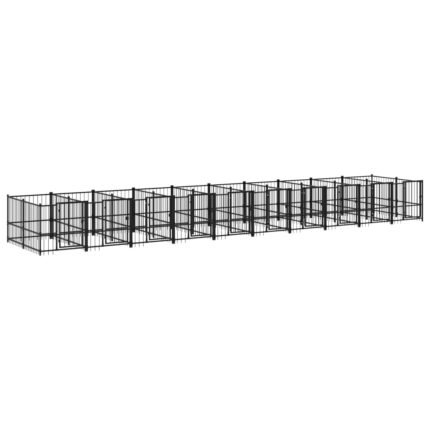 Chenil cage enclos pac animaux d'extérieur pour chiens acier 18,77 m² noir 02_0041811