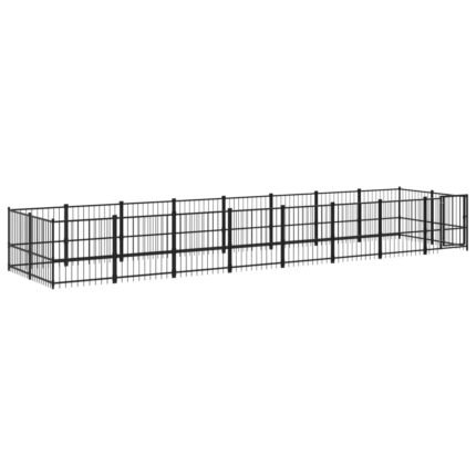 Chenil cage enclos pac animaux d'extérieur pour chiens acier 15,02 m² noir 02_0041795