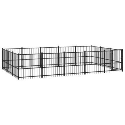 Chenil cage enclos pac animaux d'extérieur pour chiens acier 14,11 m² noir 02_0041790