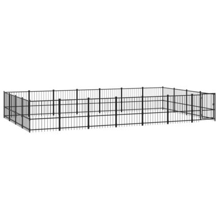 Chenil cage enclos pac animaux d'extérieur pour chiens acier 26,35 m² noir 02_0041824