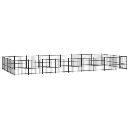 Chenil cage enclos pac animaux d'extérieur pour chiens acier 33,87 m² noir 02_0041839
