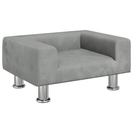 Lit pour chien panier canapé confortable clair 50 x 40 x 26,5 cm velours gris 02_0043092