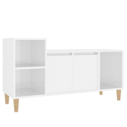 Meuble TV multimédia étagère télévision buffet téléviseur salle à manger salon chambre brillant 100 x 35 x 55 cm bois d'ingénierie blanc 02_0026980