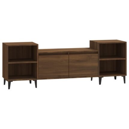 Meuble TV multimédia étagère télévision buffet téléviseur salle à manger salon chambre chêne 160 x 35 x 55 cm bois d'ingénierie brun 02_0027193