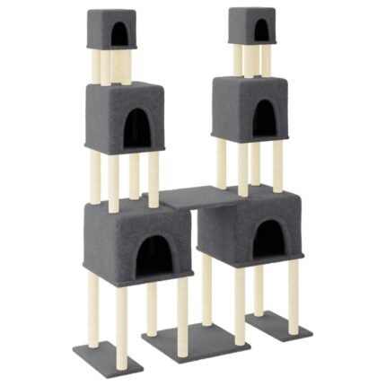 Arbre à chat meuble tour grimper jouet grattage grattoir escalade plateforme avec griffoirs en sisal foncé 199 cm gris 02_0022694