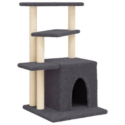 Arbre à chat meuble tour grimper jouet grattage grattoir escalade plateforme avec griffoirs en sisal foncé 83,5 cm gris 02_0022712