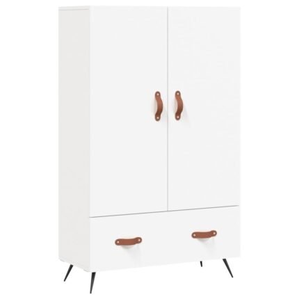 Buffet bahut commode armoire meuble de rangement organisateur cuisine salle de séjour salon haut 69,5 x 31 x 115 cm bois d'ingénierie blanc 02_0032499