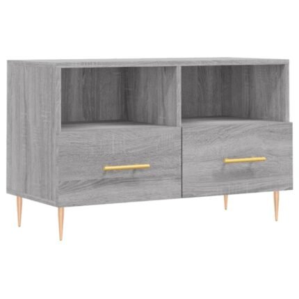 Meuble TV multimédia étagère télévision buffet téléviseur salle à manger salon chambre sonoma 80 x 36 x 50 cm bois d'ingénierie gris 02_0028464