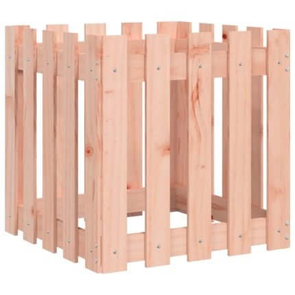 Jardinière bac lit surélevé plantes fleurs terrasse jardin avec design de clôture 50 x 50 x 50 cm Douglas massif marron 02_0038097