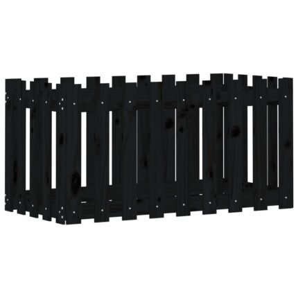 Jardinière bac lit surélevé plantes fleurs terrasse jardin de jardin design de clôture 100 x 50 x 50cm pin massif noir 02_0039789
