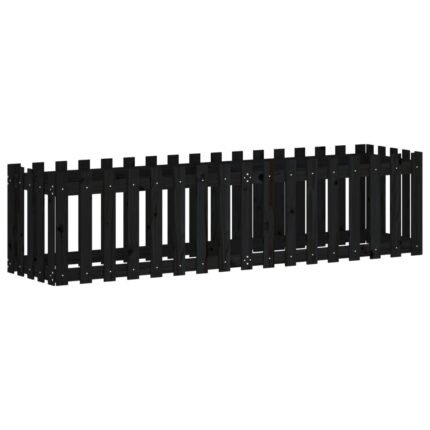 Jardinière bac lit surélevé plantes fleurs terrasse jardin de jardin design de clôture 200 x 50 x 50cm pin massif noir 02_0039807