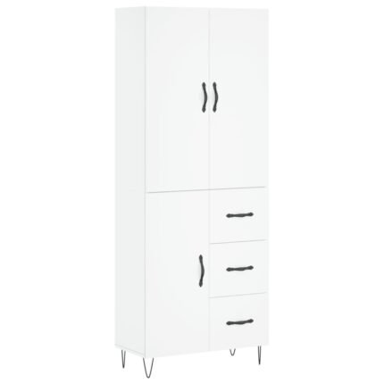 Buffet bahut commode armoire meuble de rangement organisateur cuisine salle de séjour salon haut 69,5 x 34 x 180 cm bois d'ingénierie blanc 02_0032643