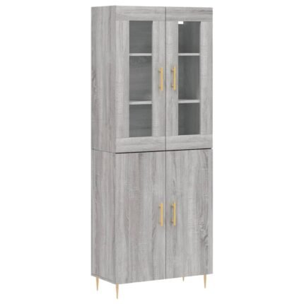 Buffet bahut commode armoire meuble de rangement organisateur cuisine salle de séjour salon haut sonoma 69,5 x 34 x 180 cm bois d'ingénierie gris 02_0035612