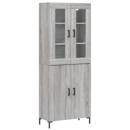 Buffet bahut commode armoire meuble de rangement organisateur cuisine salle de séjour salon haut sonoma 69,5 x 34 x 180 cm bois d'ingénierie gris 02_0035506