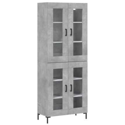 Buffet bahut commode armoire meuble de rangement organisateur cuisine salle de séjour salon haut 69,5 x 34 x 180 cm bois d'ingénierie gris 02_0034525