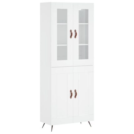 Buffet bahut commode armoire meuble de rangement organisateur cuisine salle de séjour salon haut 69,5 x 34 x 180 cm bois d'ingénierie blanc 02_0032565