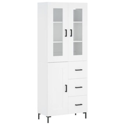 Buffet bahut commode armoire meuble de rangement organisateur cuisine salle de séjour salon haut 69,5 x 34 x 180 cm bois d'ingénierie blanc 02_0032641