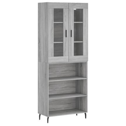 Buffet bahut commode armoire meuble de rangement organisateur cuisine salle de séjour salon haut sonoma 69,5 x 34 x 180 cm bois d'ingénierie gris 02_0035570